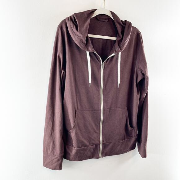 Vuori Halo Performance Long Sleeve Full Zip Hoodie 2.0 Ruby Heather Maroon XL - Picture 8 of 9